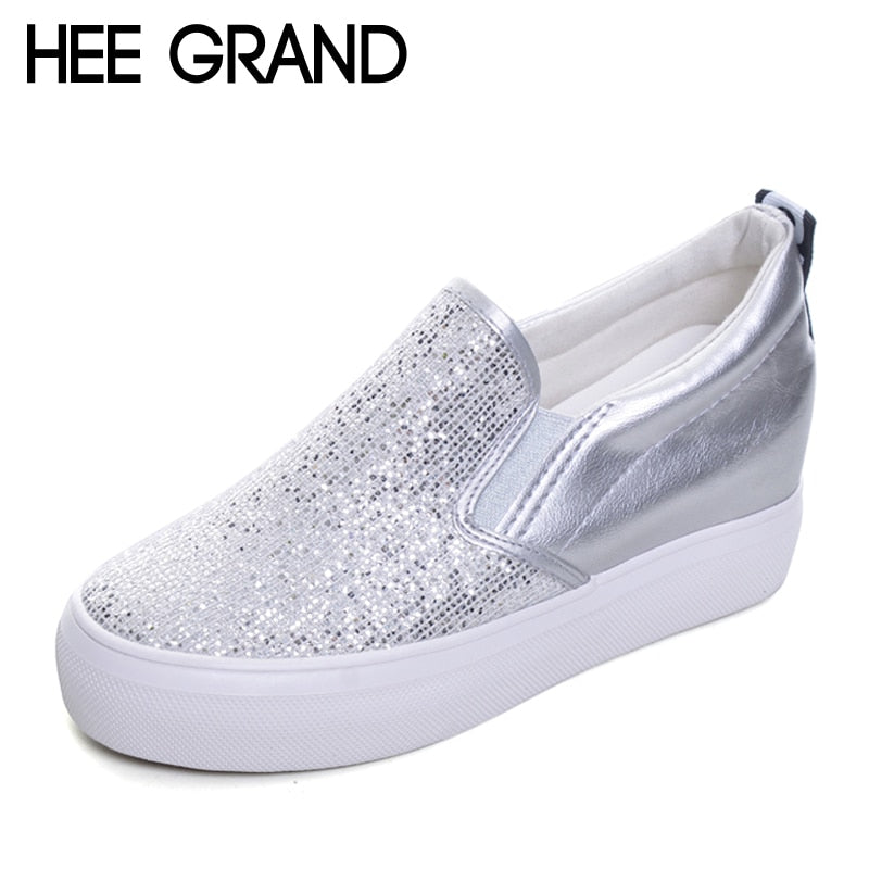 Woman Silver Glitter Creepers