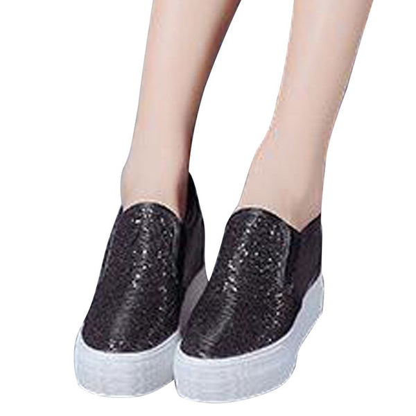 Woman Silver Glitter Creepers