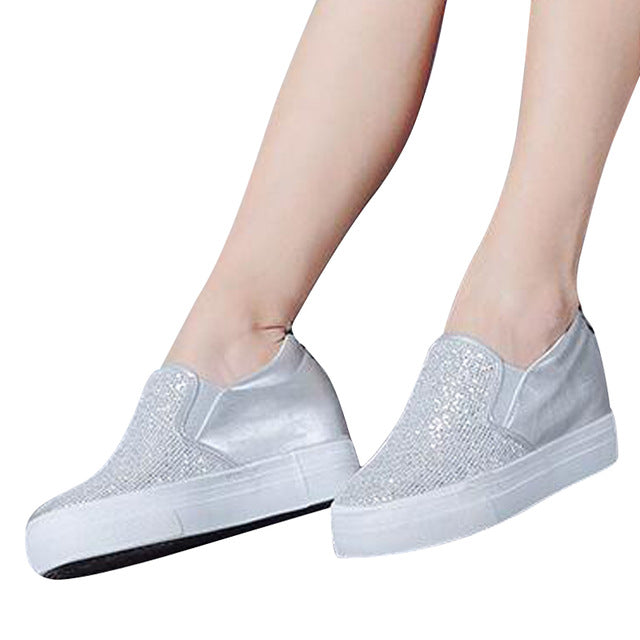 Woman Silver Glitter Creepers