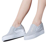 Woman Silver Glitter Creepers