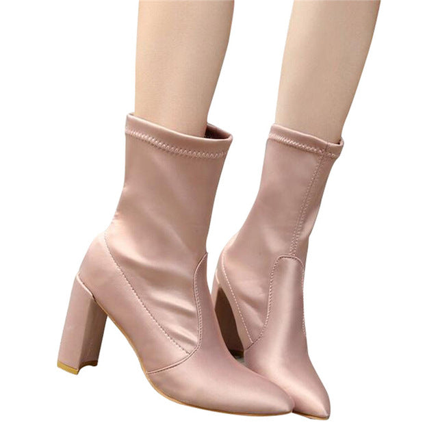 Stretch Fabric Ankle Boots XWX6363