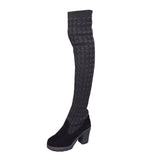 2017 Women Knitted Knee High Boots