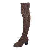 2017 Women Knitted Knee High Boots