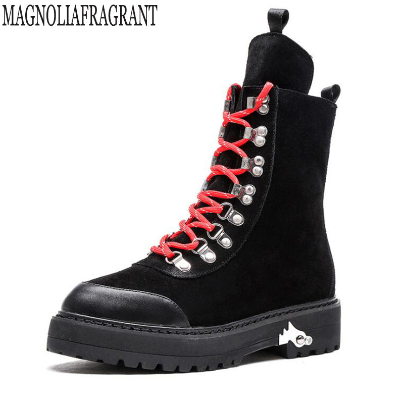 Genuine leather women martin boots