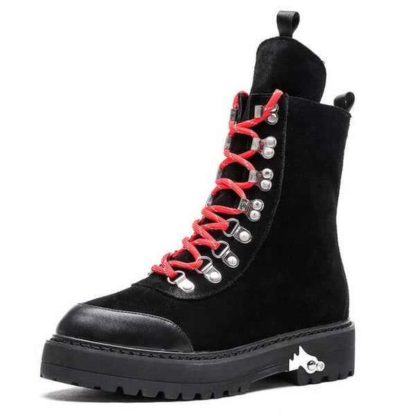 Genuine leather women martin boots