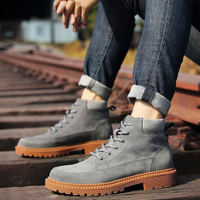 Tangnest Cow Suede Leather Ankle Boots