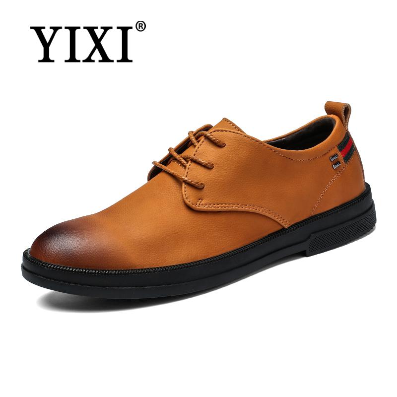 YIXI Fashion Round Toe Soft Leather Derby shoes