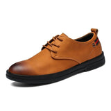 YIXI Fashion Round Toe Soft Leather Derby shoes