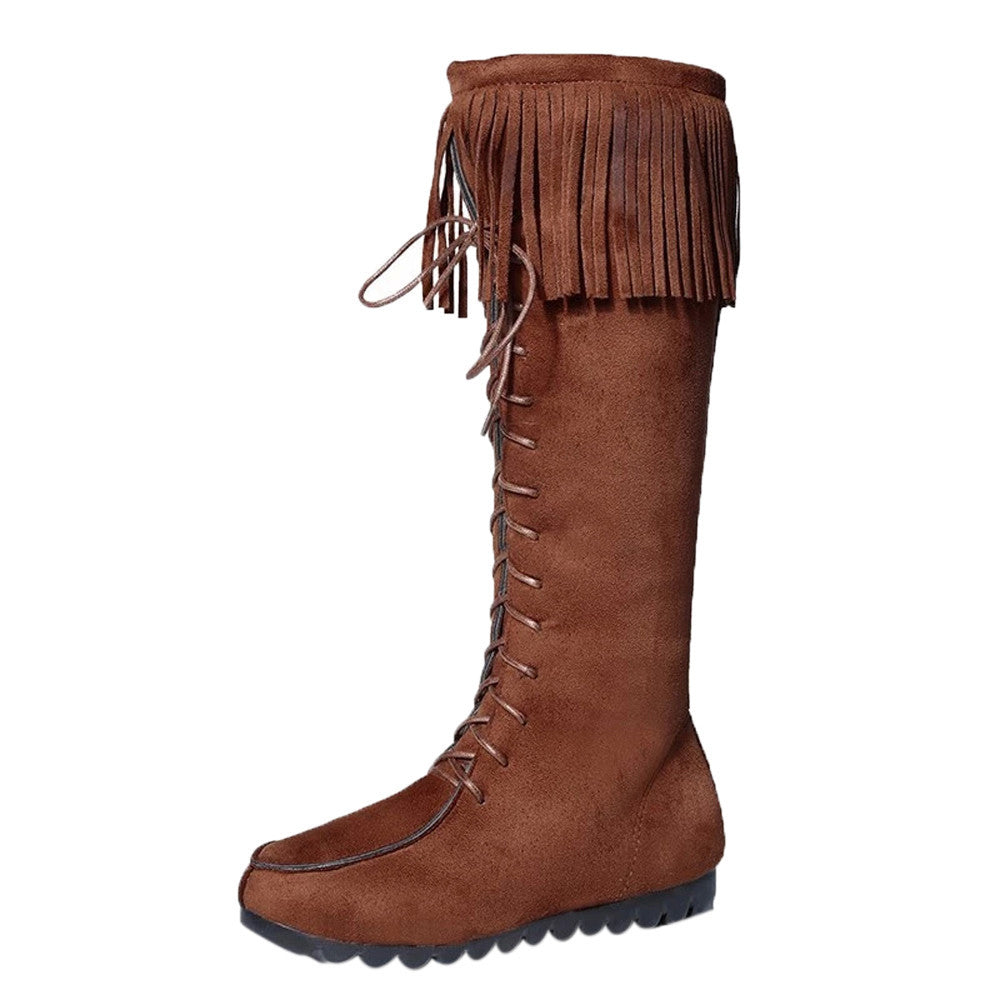 Lace Up Women Knee Long Boots