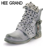 HEE GRAND Women Rhinestone Motorcycle Boots
