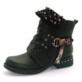 HEE GRAND Women Rhinestone Motorcycle Boots