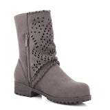 Nubuck Buckle Strap Ankle Western Boots