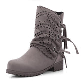 Nubuck Buckle Strap Ankle Western Boots