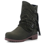 Nubuck Buckle Strap Ankle Western Boots