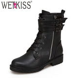 WETKISS Women Army Ankle Boots
